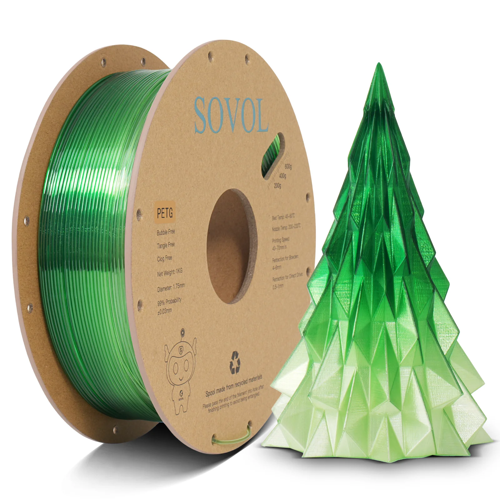 Sovol PETG 3D Filaments Gradient Green - Image 4